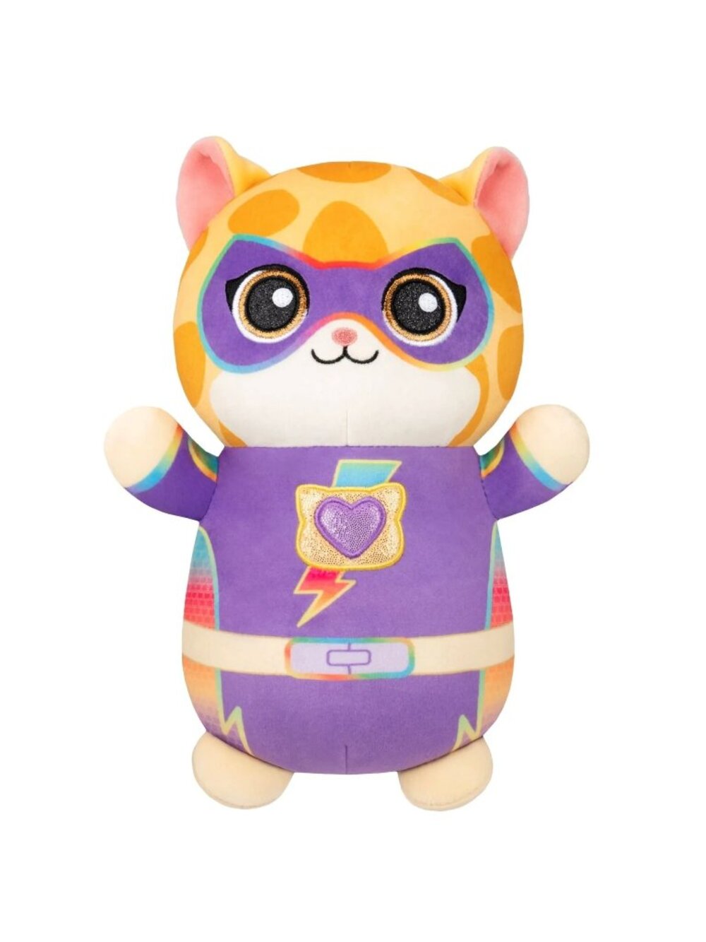 Hug Mees Squishmallows Sparks Super Kitties Plush Purple Yellow Rainbow 10"